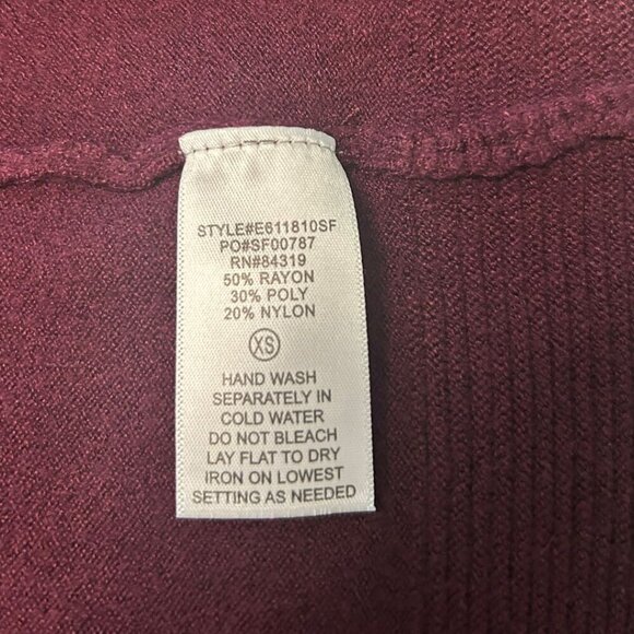 Evolution Cyrus Burgandy Open Front Long Sleeve Detailed Button Cuff Sweater XS - Picture 6 of 10